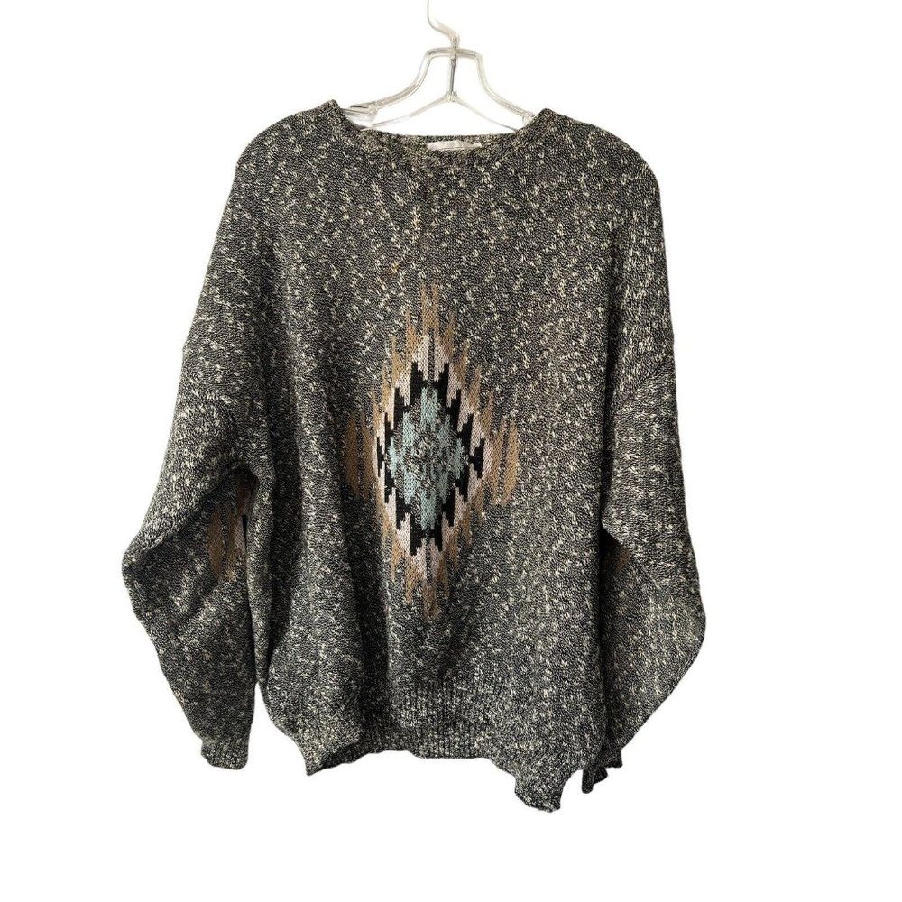 Vintage Massimo Italy Sweater Coogi Style Size Medium Geometrical Diamonds Aztec